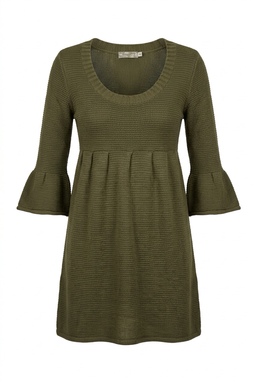 American Rag Sweater Dress Size M Green Knit Bell Sleeve Empire Waist